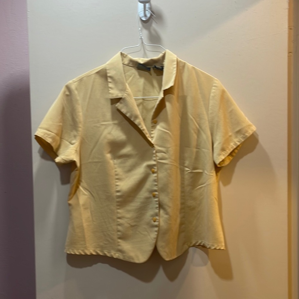 Yellow button up collared blouse
